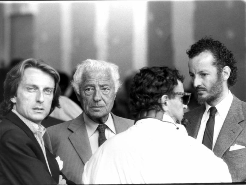 Monza 1989, Edoardo Agnelli a destra con il padre Gianni Agnelli e Luca Cordero di Montezemolo